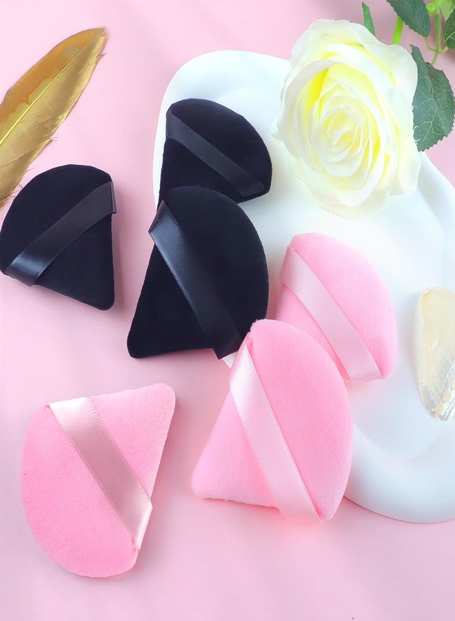 TKYZMS 6PCS Triangle Powder Puff,Face Soft Powder Puffs Makeup Sponge Setting Powder Dry and Wet Makeup Setting Puff Make up Beauty Tool,Used for Loose Powder Foundation Make-up and Cosmetics(Pink and Black) - Image 2